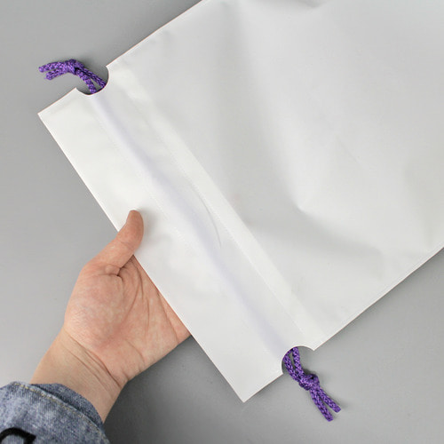 하이시보 복주머니 (100매)3가지 사이즈 상품 선물 포장 무광택 보라끈 화이트 조리개 봉투