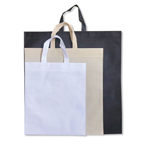 블랙 부직포 쇼핑백 (10매)4사이즈 심플한 토트형 손잡이 가방 재활용 장바구니 인쇄제작 가능