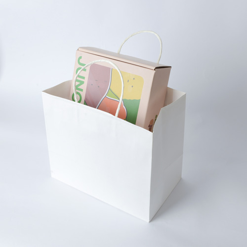 화이트 트위스트끈 종이쇼핑백 140g(10매) 모조지 백화점 고급선물 종이 포장 친환경 자동  깔끔한 포장지 대형 인쇄제작가능