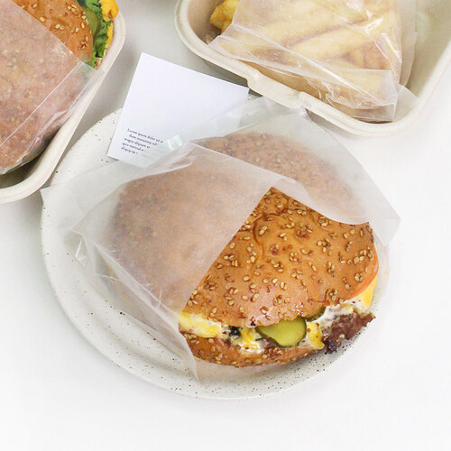코팅유산지 도아리봉투 200매  햄버거 토스트 빵 샌드위치 베이커리 선물포장 코팅 얇은
