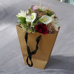 크라프트 화분쇼핑백 사선형 (10매)3가지 사이즈 선물 꽃다발 답례품 포장용 고급 사다리꼴 종이 봉투