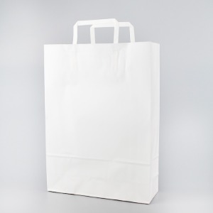 [한정수량 특가상품] 자동손잡이 화이트 종이쇼핑백 (25+9)x35cm (10매) 깔끔한 백색 매장 의류 소품 다용도 포장 종이 봉투