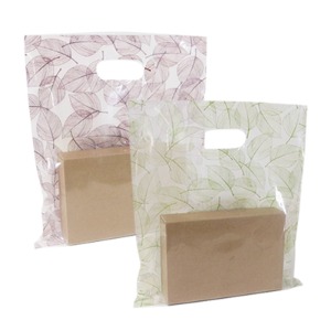 PE잎새 비닐쇼핑백 (50매)3가지 사이즈 2컬러 전면투명 후면패턴 상품포장 선물 봉투