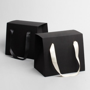 블랙 종이상자 끈쇼핑백 (10매)사은품 기념품 답례품 이벤트 판촉 선물포장 검정 박스 인쇄제작 가능