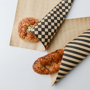 패턴 크라프트 단포 (500매)내면코팅 식품지 테이크아웃 카페 베이커리 햄버거 포장지  인쇄제작 가능